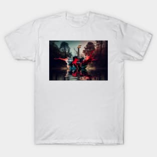 Commercial Guitar Art With Water Splashing In The Forest T-Shirt